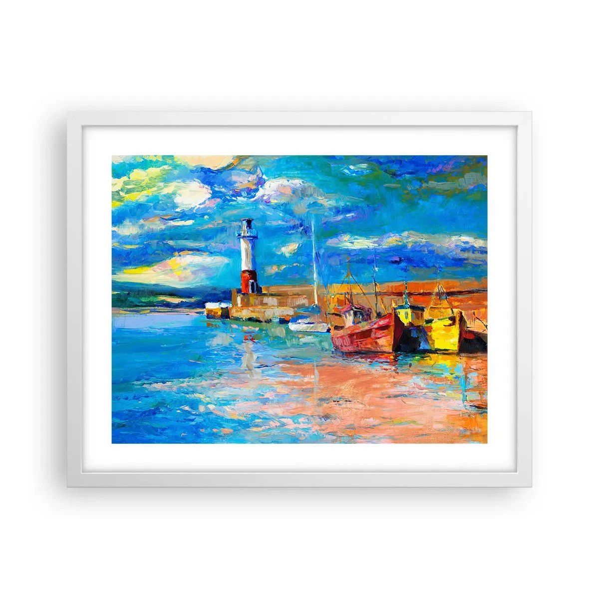 Pôster em moldura branca - Tarde na baía do arco-íris - 50x40 cm