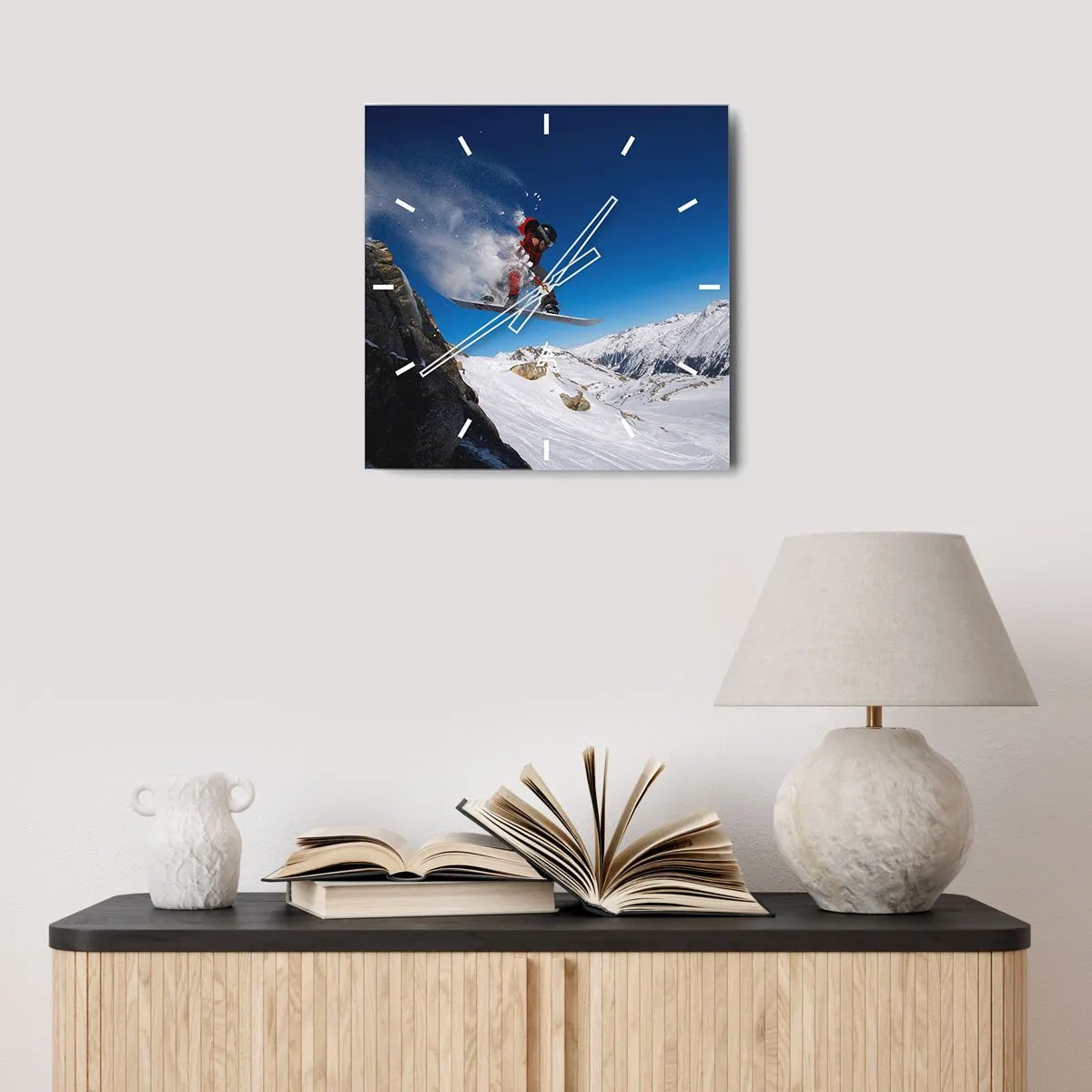 Relógio de parede - Relógio em vidro - E tornou-se parte do espaço - 40x40 cm