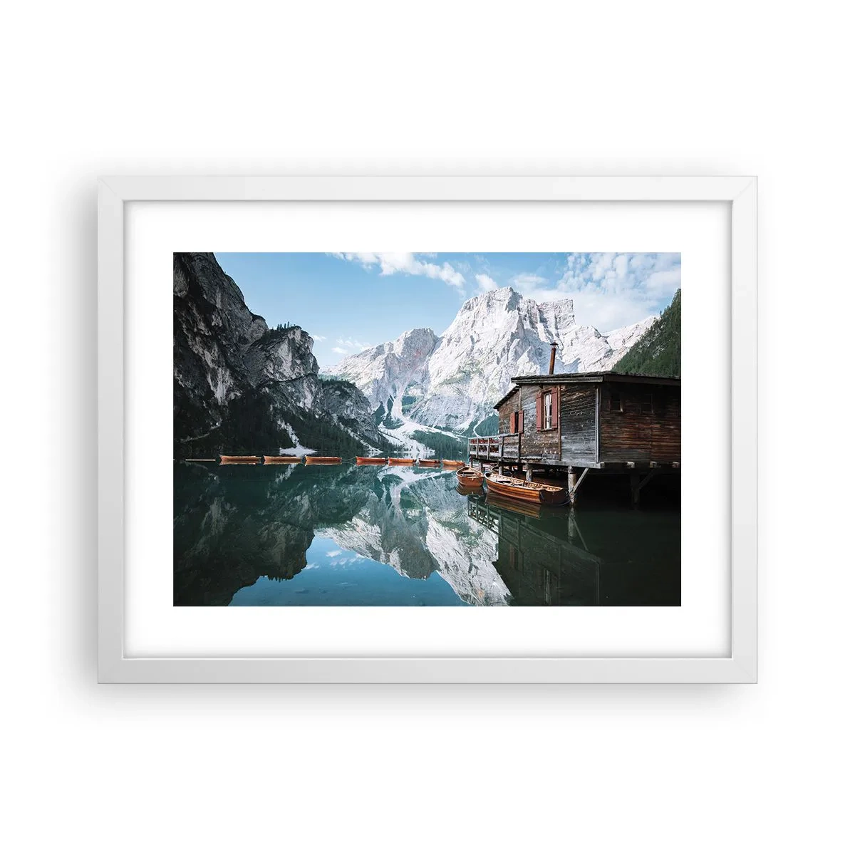 Pôster em moldura branca - Manhã cristalina nas montanhas - 40x30 cm