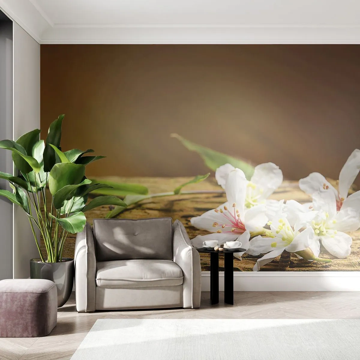 Papel de Parede Premium Sand - Uma promessa inocente - Flores, Bambu, Spa - 500x350 cm