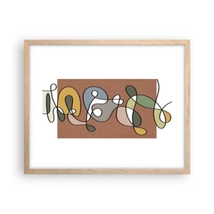 Pôster com moldura de carvalho claro - Abstração que vale a pena sorrir - 50x40 cm
