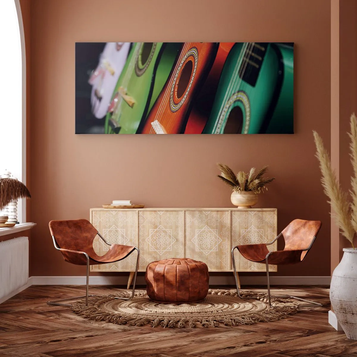 Quadro em tela - A guitarra tem muitas cores - 100x40 cm