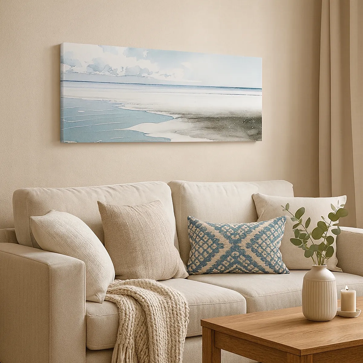 Quadro em tela - Maré suave - 30x30 cm