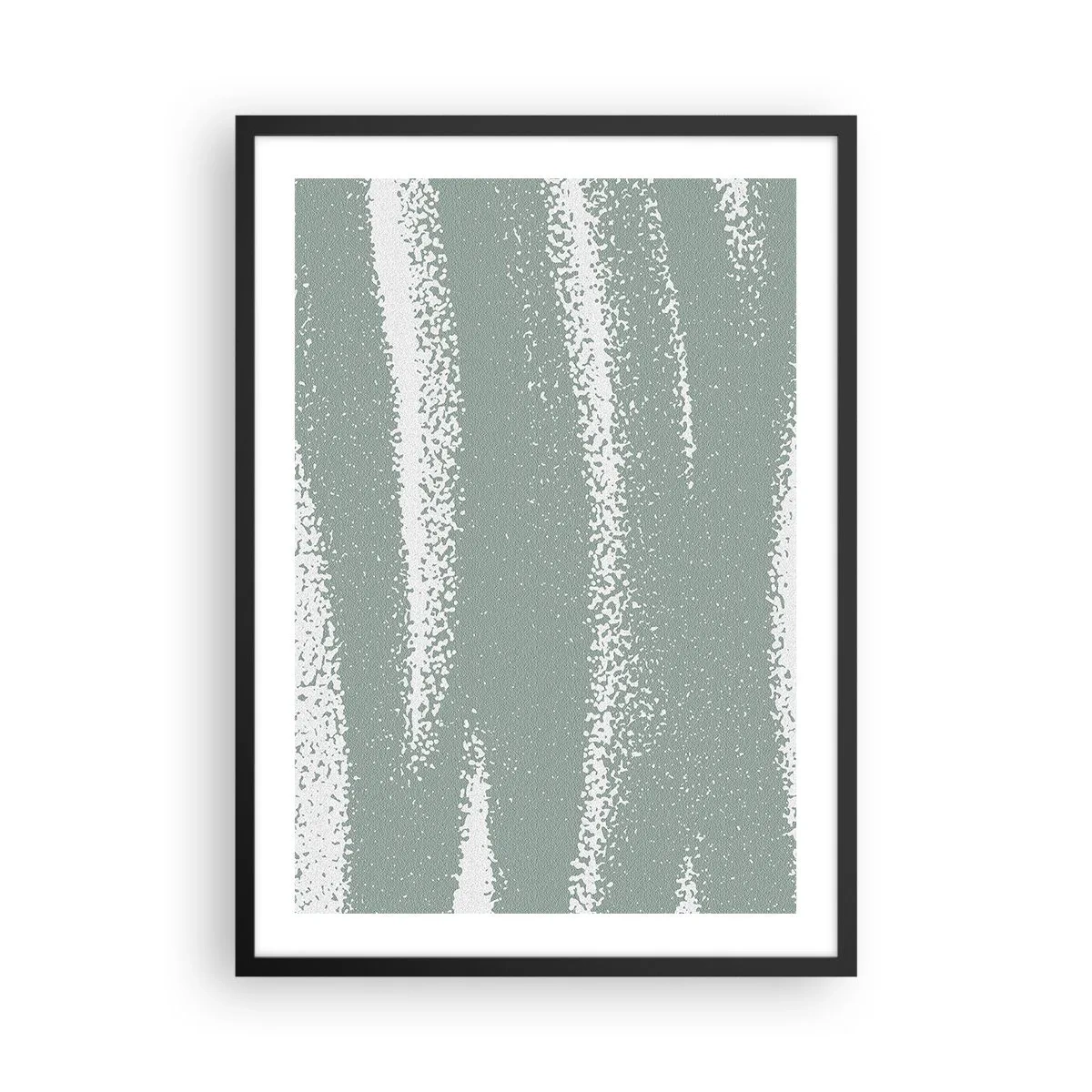 Pôster com moldura preta - Uma composição minimalista em tons de verde e branco - 50x70cm - Abstração em um clima de inverno - Decoração de parede moderna para a sala de estar e quarto ARTTOR