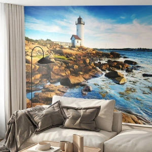 Papel de parede personalizado Premium Canvas - Voltem bem, estou à espera - Paisagem, Farol, oceano Atlântico