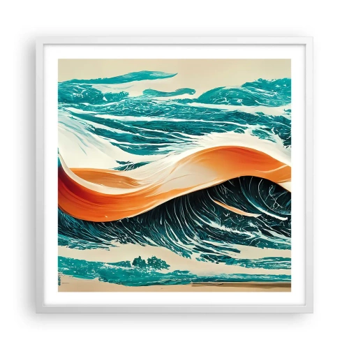 Pôster em moldura branca - O sonho de um surfista - 60x60 cm