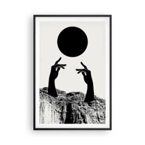 Pôster com moldura preta - Composição surrealista: o sol e o resto - 61x91 cm