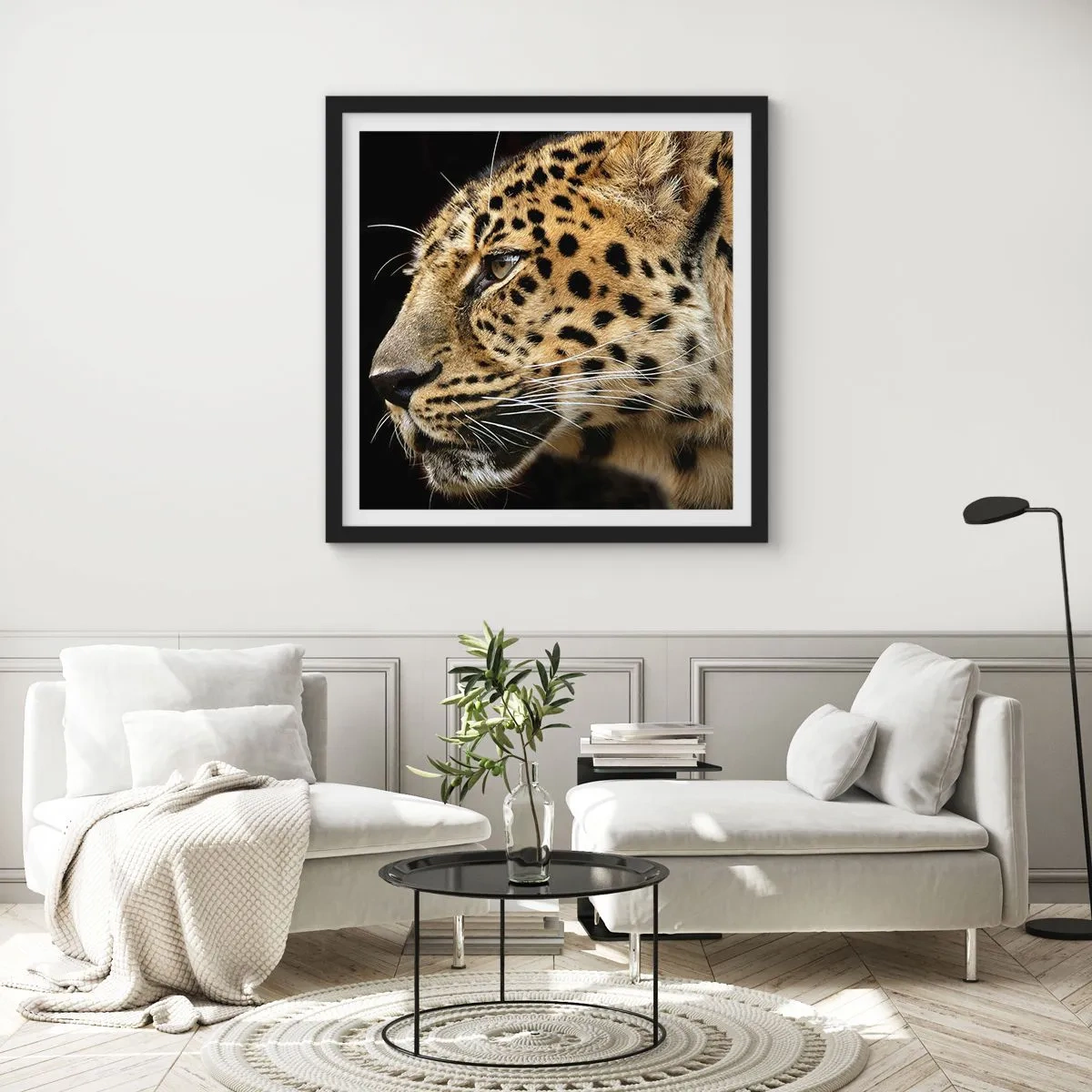 Pôster com moldura preta - Calmo, focado, pronto - 30x30 cm