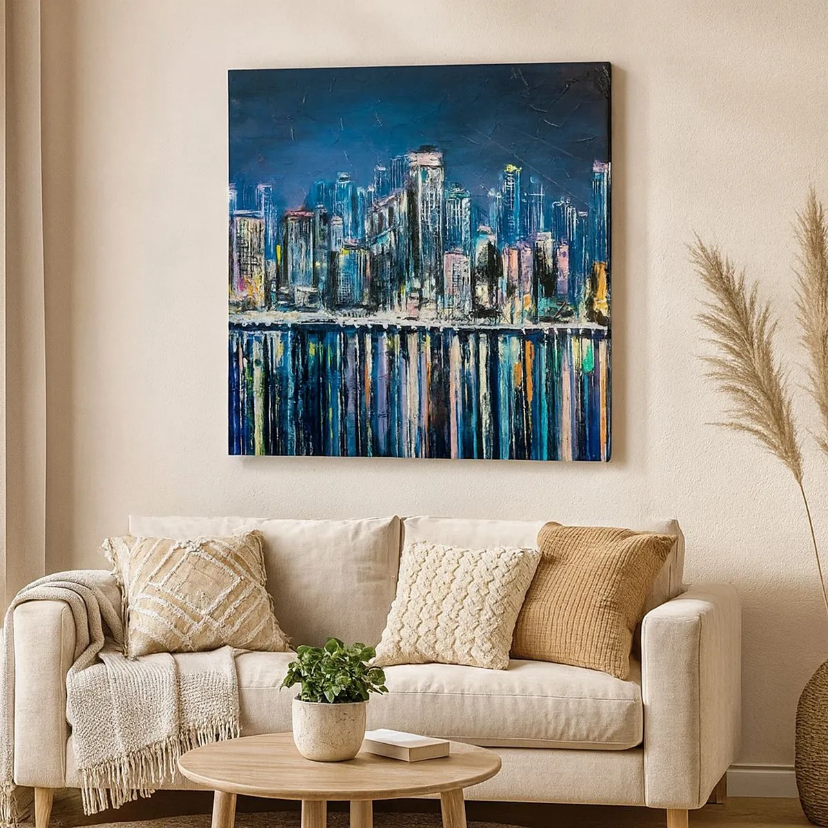 Quadro em tela - Cascata de luzes - 30x30 cm