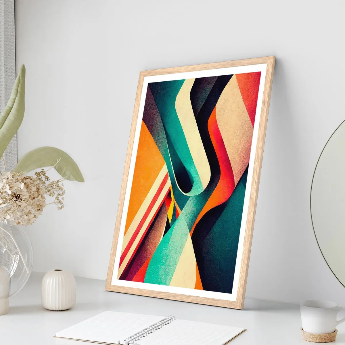 Pôster com moldura de carvalho claro - Composição intensa - 61x91 cm