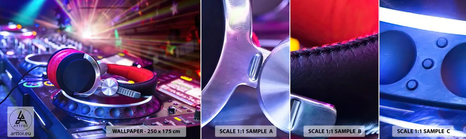 Amostra de Papel de Parede Standard Eco - Vai ser uma loucura - Música, Estúdio de música, Fones de ouvido - 100x30 cm