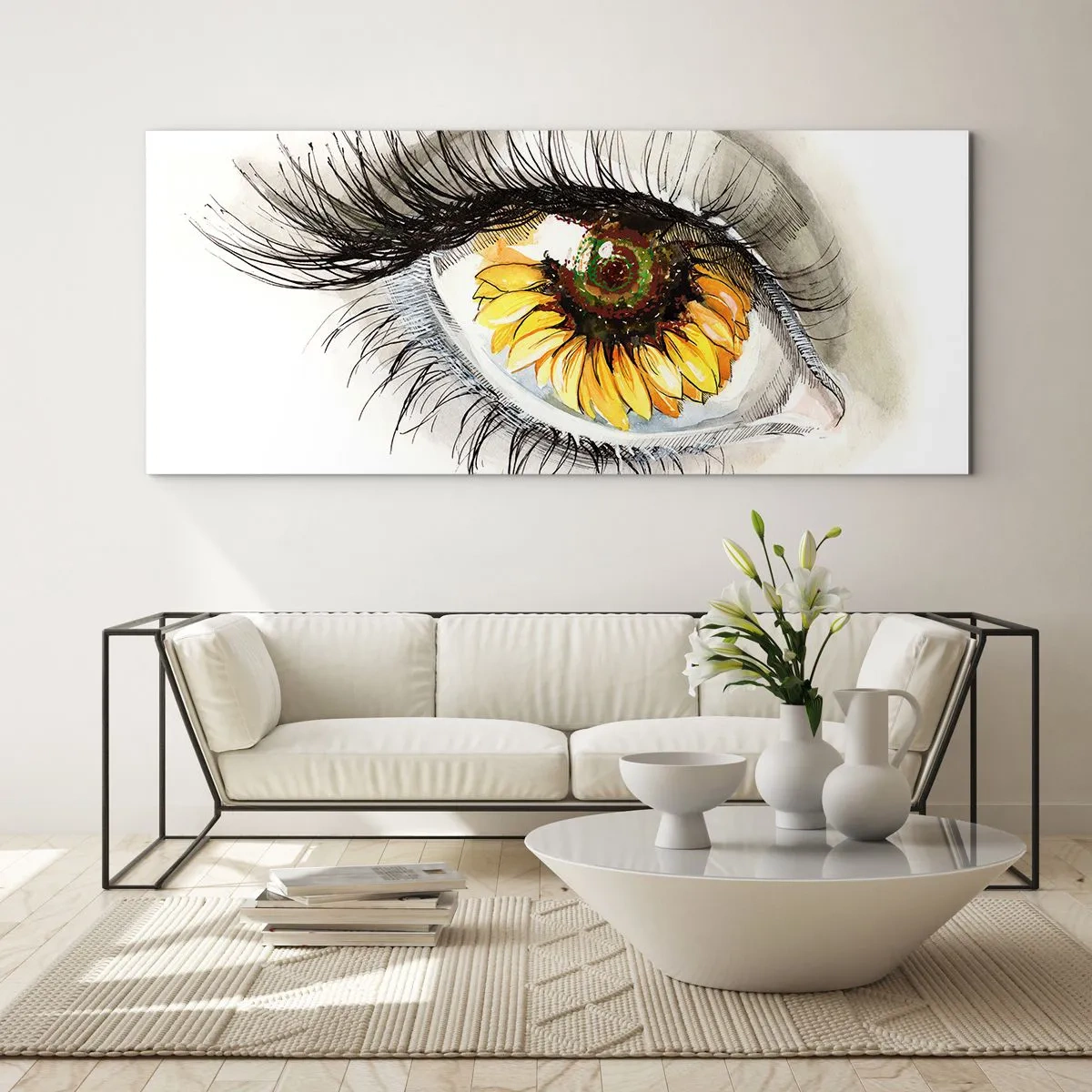 Quadro em vidro - Um olhar tão quente como o verão - 90x30 cm
