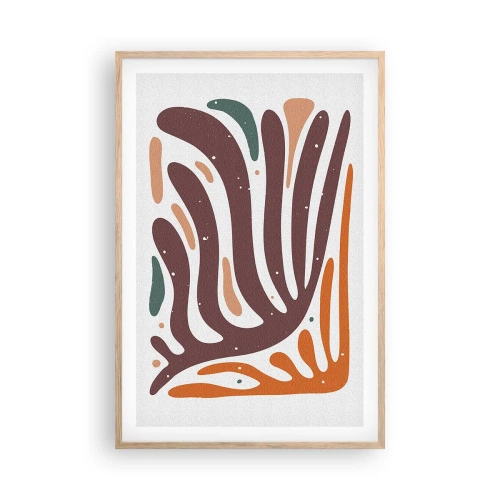 Pôster com moldura de carvalho claro - Composição orgánica radiante - 61x91 cm