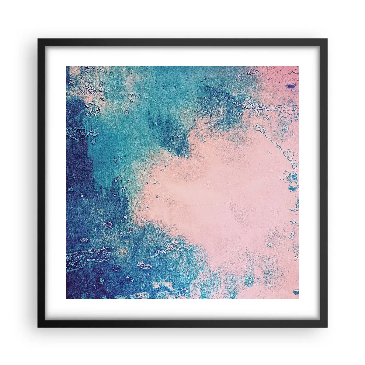 Pôster com moldura preta - Abraço azul - 50x50 cm