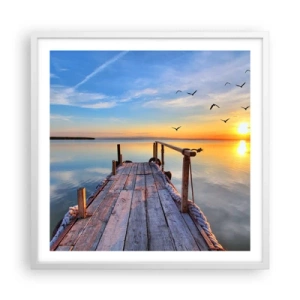 Pôster em moldura branca - Caminhando em direção ao sol - 60x60 cm