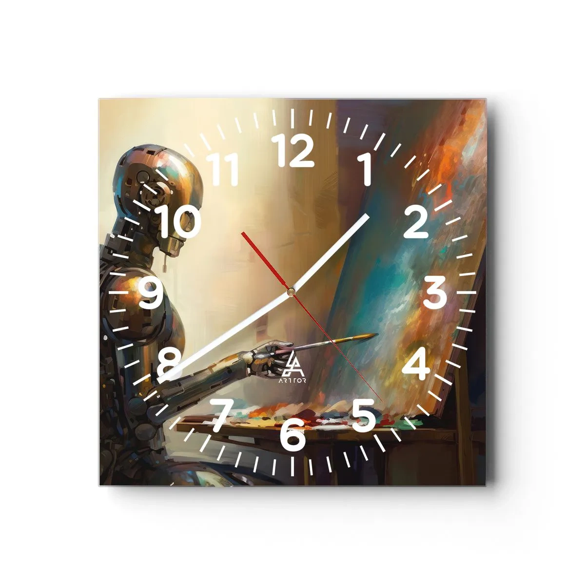 Relógio de parede - Relógio em vidro - A arte do futuro - 40x40 cm