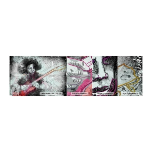 Amostra de papel de parede autocolante Deluxe Sticker - Nas ondas da música - Música, Guitarrista, Instrumento - 100x30 cm