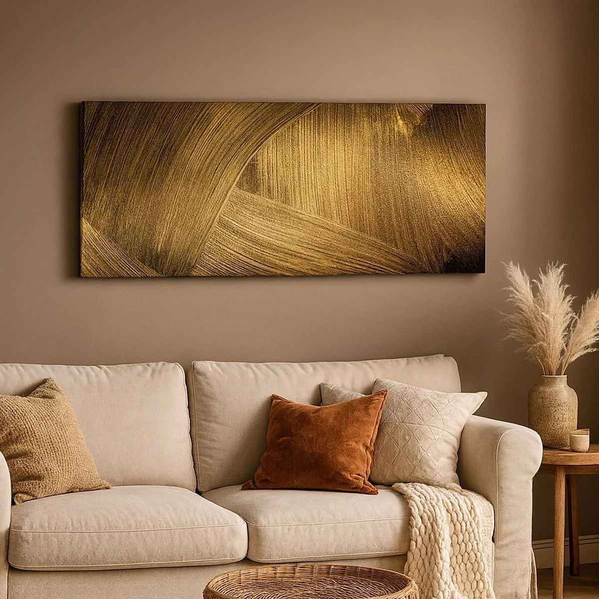 Quadro em tela - No labirinto dourado - 100x40 cm