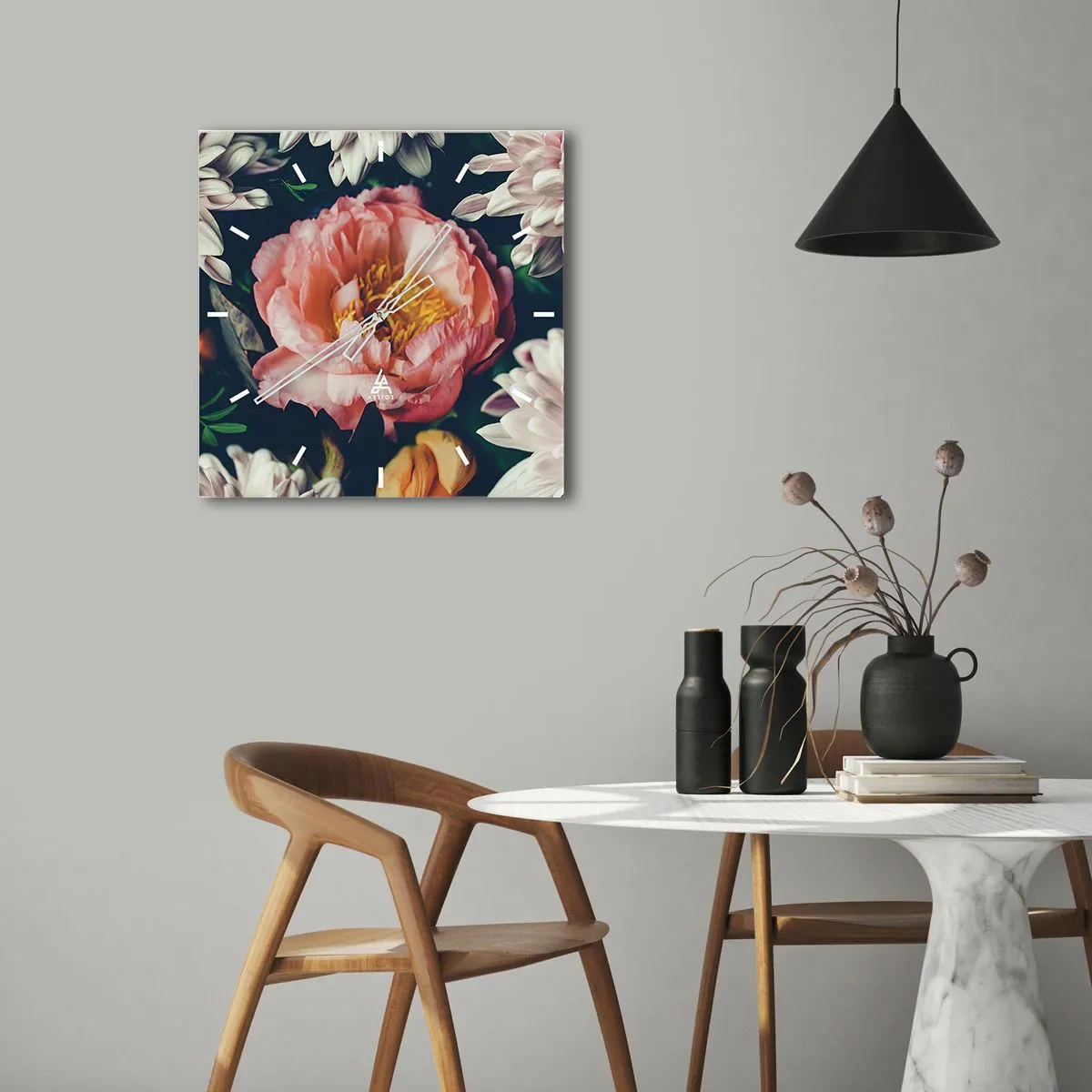 Relógio de parede - Relógio em vidro - Com o esplendor barroco - 40x40 cm