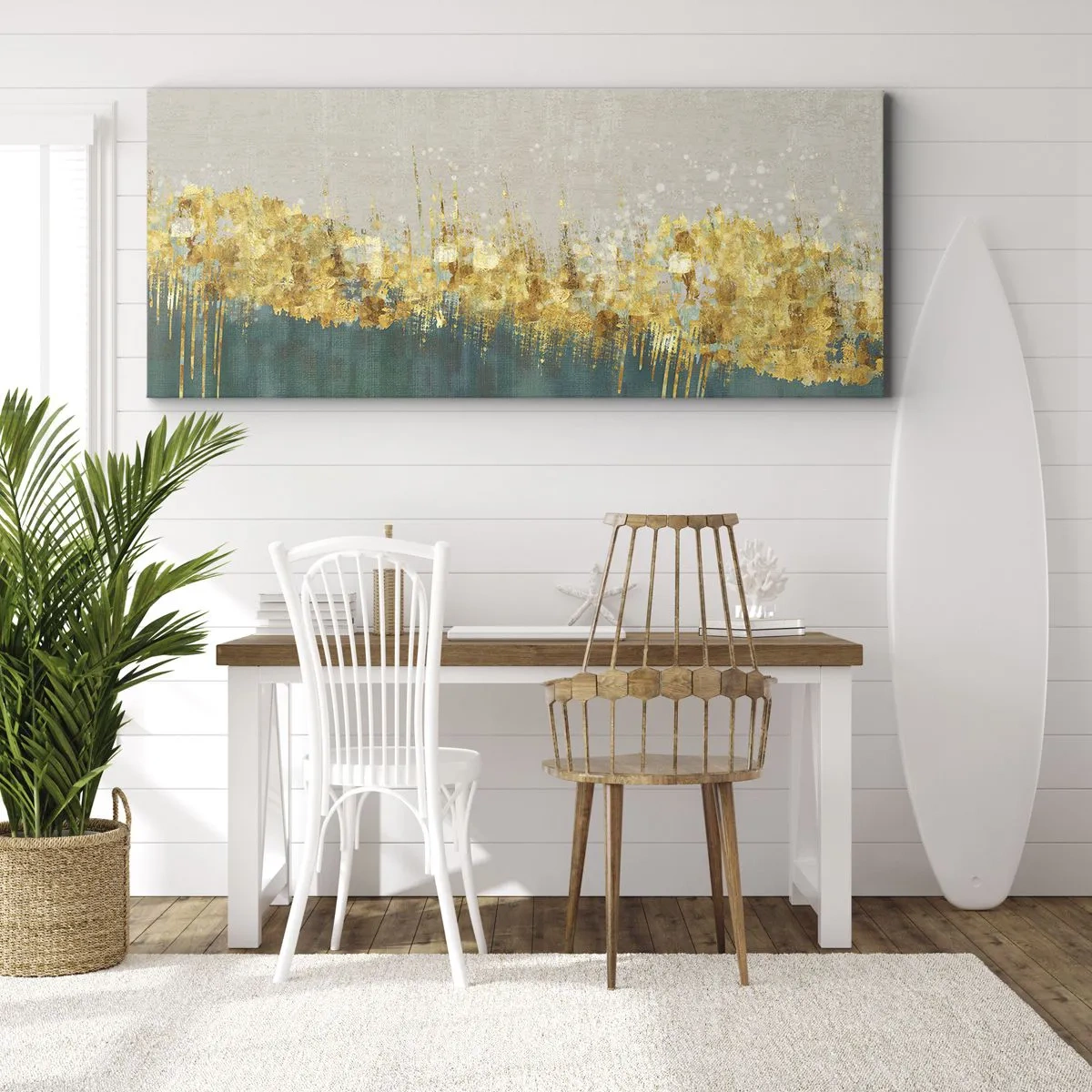 Quadro em tela - A fronteira dourada - 100x40 cm