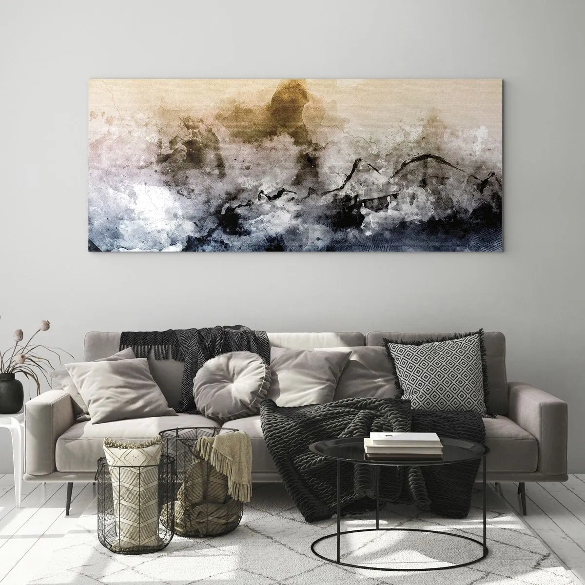 Quadro em vidro - Imersos no tumulto do nevoeiro - 120x50 cm
