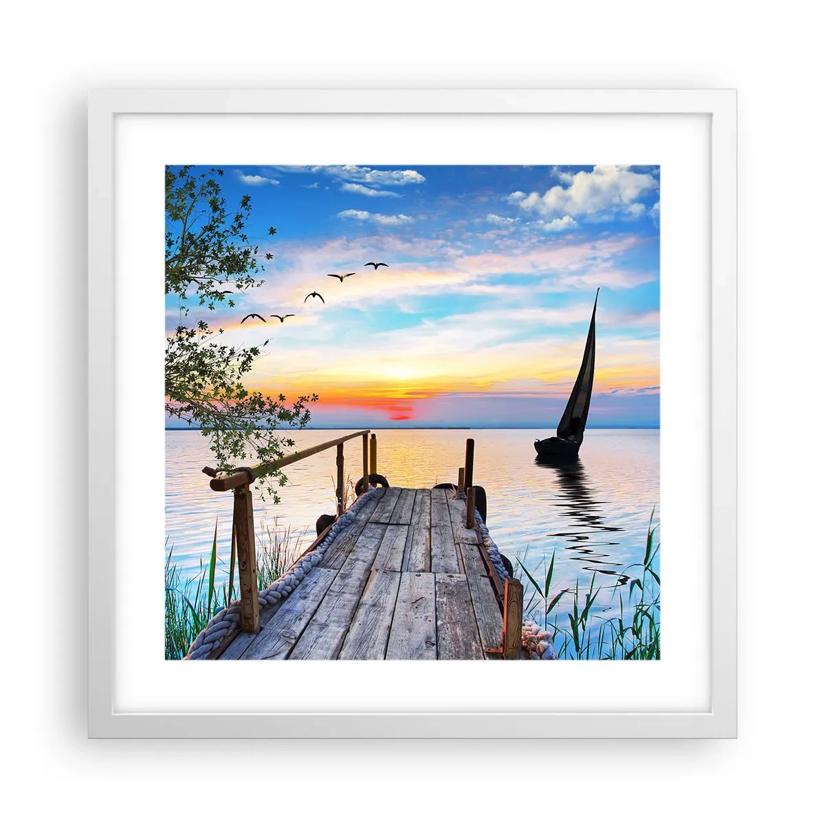 Pôster em moldura branca - Boa noite - 40x40 cm