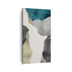 Quadro em tela - Composição de mosaico com fio de ouro - 45x80 cm