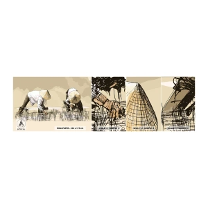 Amostra de papel de parede autocolante Deluxe Sticker - Boa colheita  - Ásia, Plantação de Arroz, Arrozal - 100x30 cm