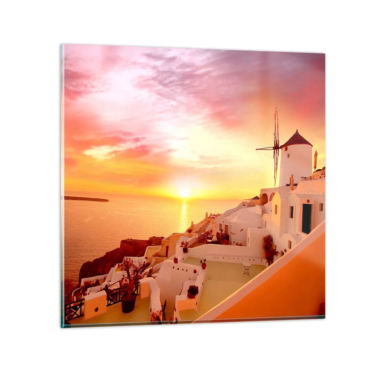 Quadro em vidro - Derreter em branco e ouro - 60x60 cm