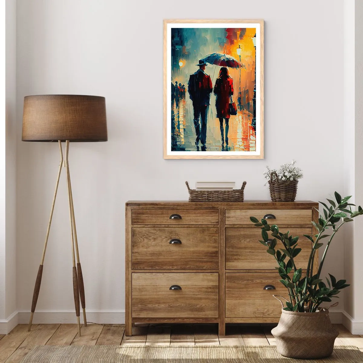 Pôster com moldura de carvalho claro - História de amor urbano - 40x50 cm