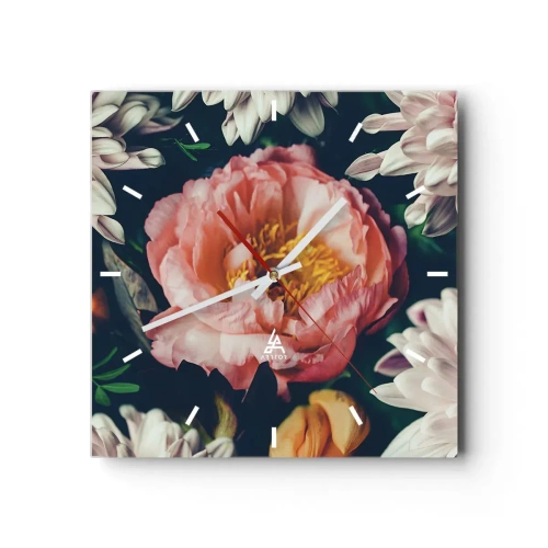 Relógio de parede - Relógio em vidro - Com o esplendor barroco - 30x30 cm