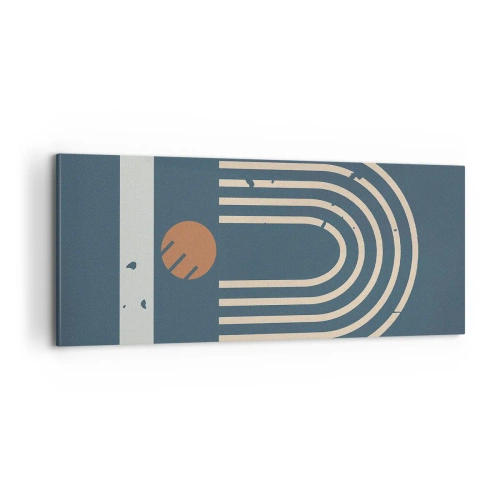 Quadro em tela - Geometria em azul marinho - 100x40 cm