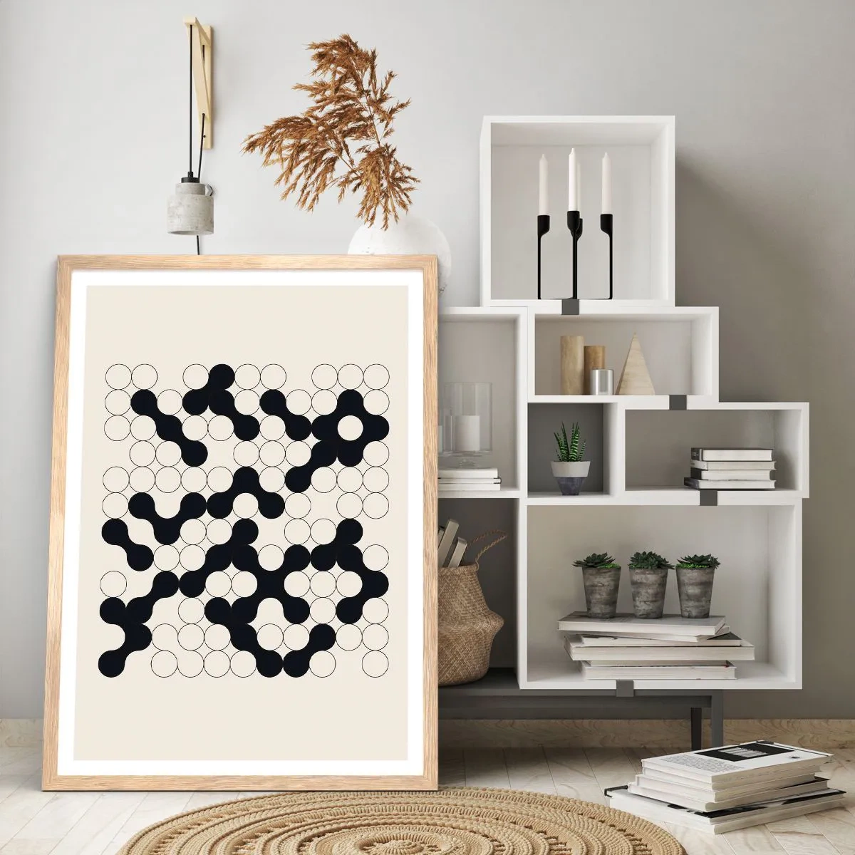 Pôster com moldura de carvalho claro - Jogo chinês – variação - 30x40 cm