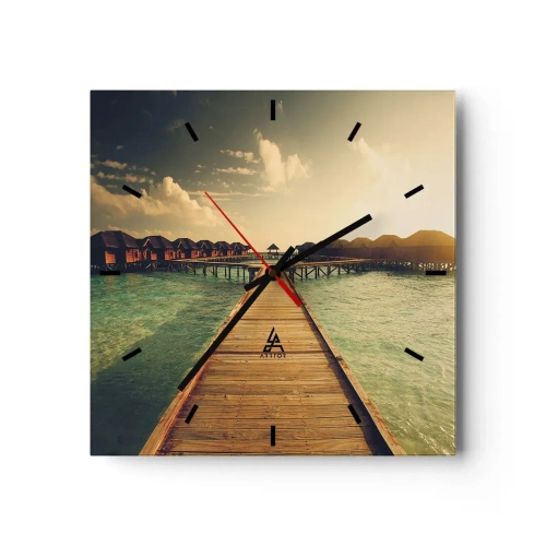 Relógio de parede - Relógio em vidro - Um convite caloroso - 30x30 cm