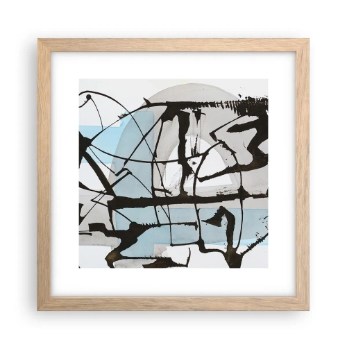 Pôster com moldura de carvalho claro - Azul mesmo assim - 30x30 cm