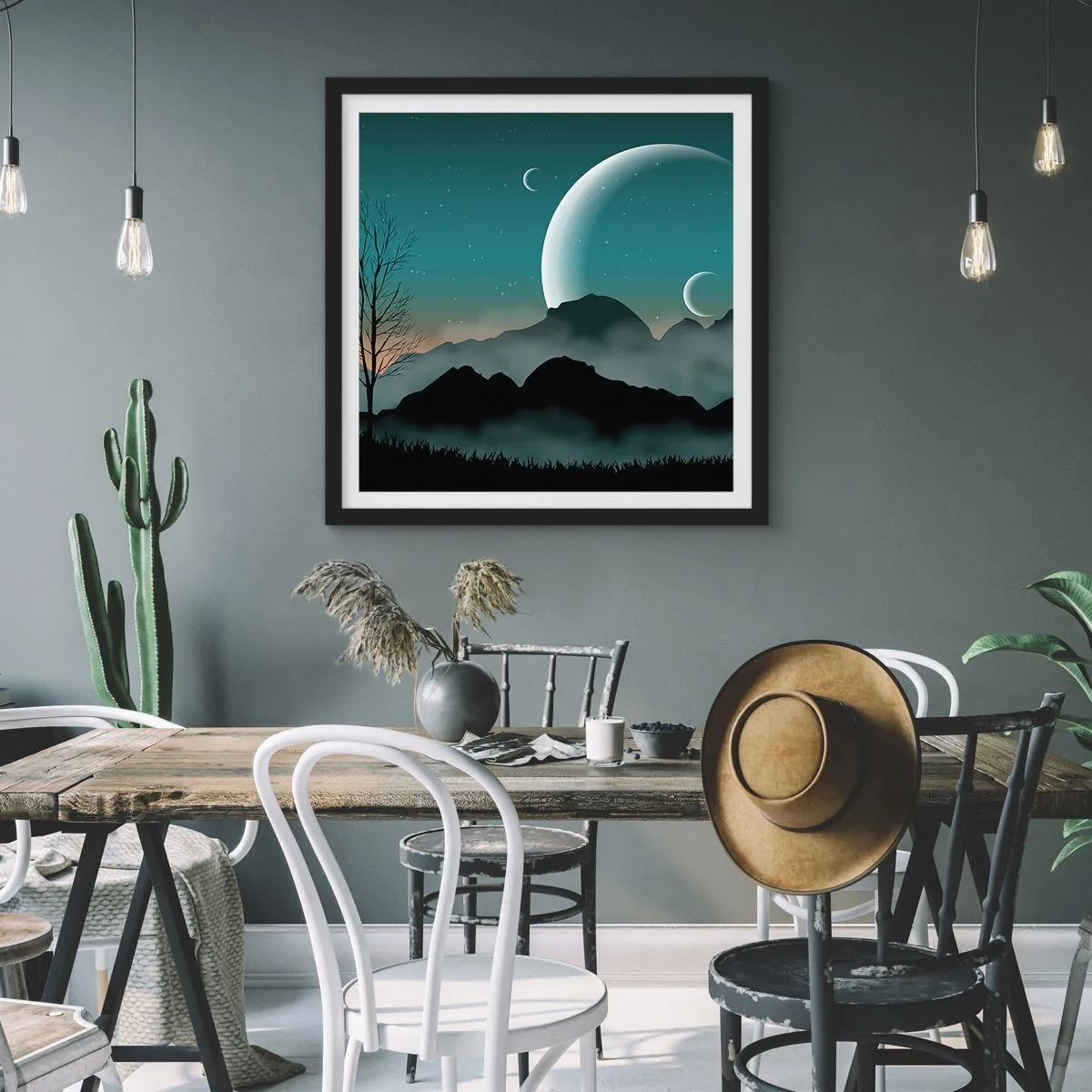 Pôster com moldura preta - Carnaval de uma noite estrelada - 40x40 cm