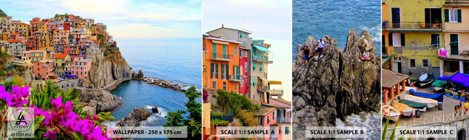 Amostra de Papel de Parede Standard Eco - A cidade que sorri - Paisagem, Manarol, Itália - 100x30 cm