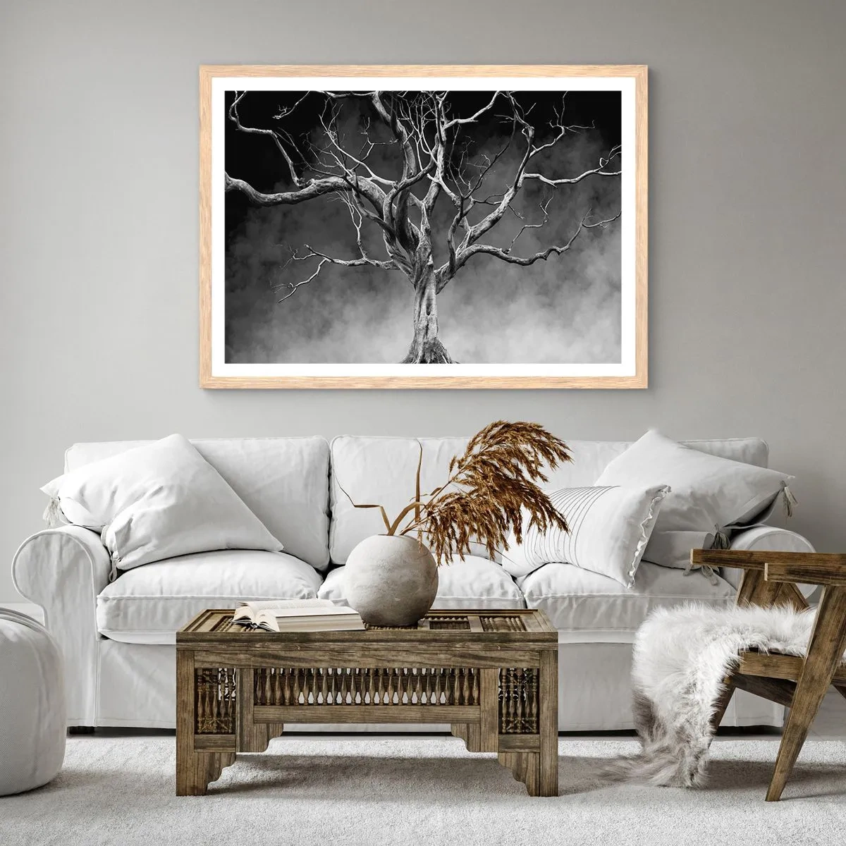 Pôster com moldura de carvalho claro - Primitivo e sagrado - 91x61 cm