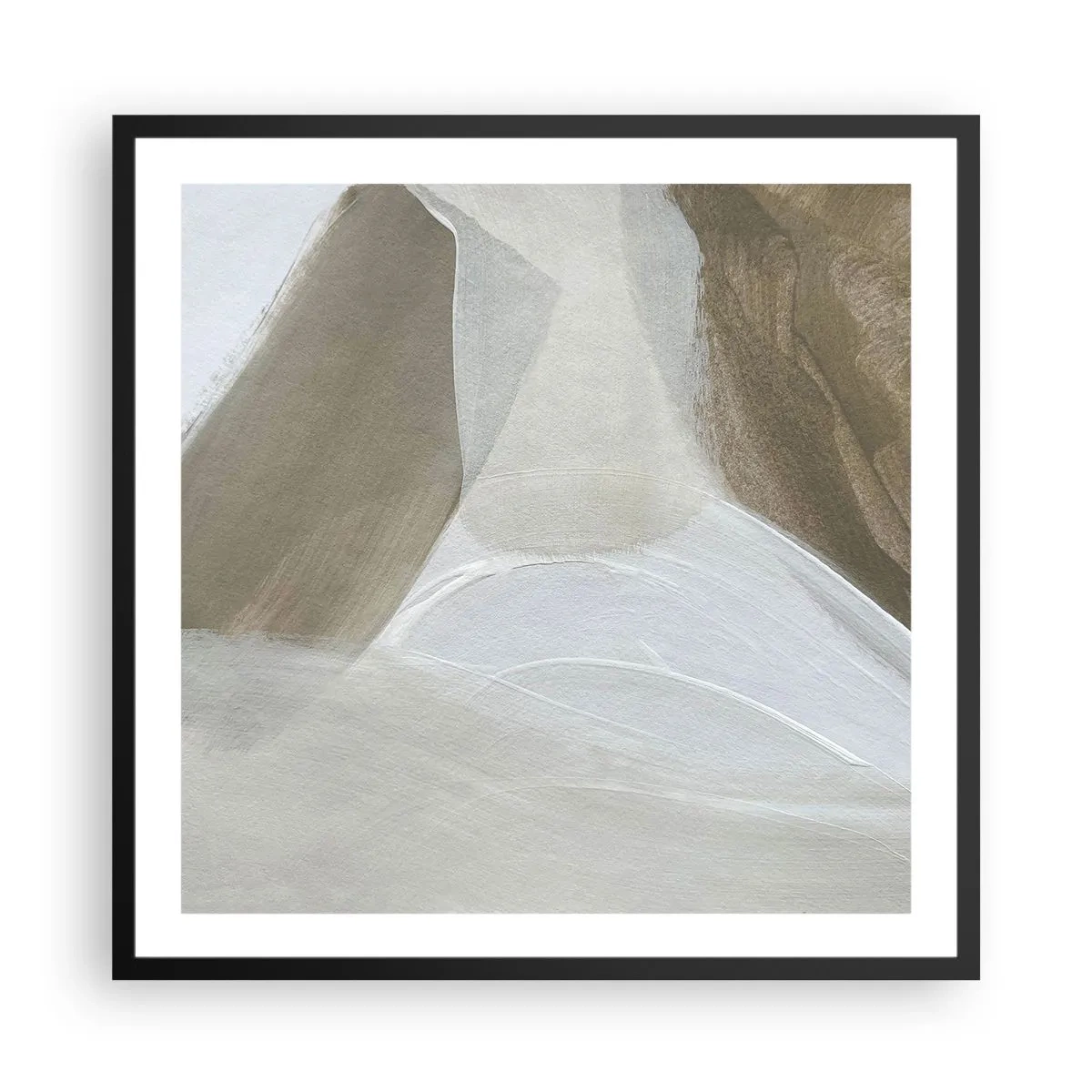 Pôster com moldura preta - Uma onda de branco - 60x60 cm