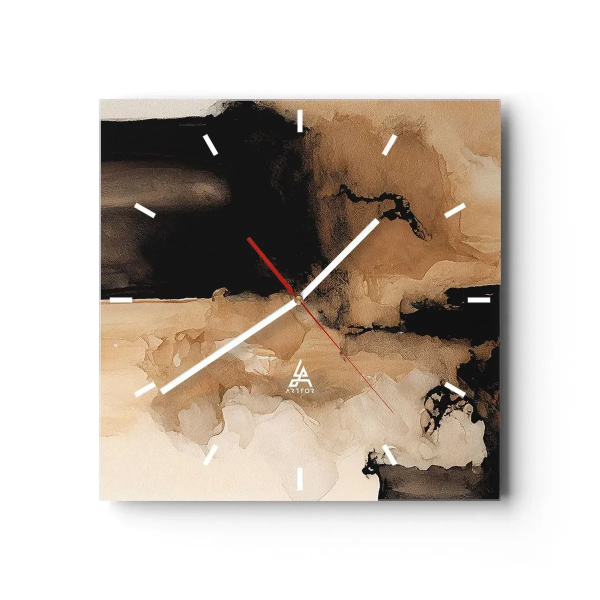 Relógio de parede - Relógio em vidro - Abstração intrigante - 40x40 cm