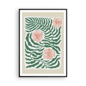 Pôster com moldura preta - Florescendo em verde - 70x100 cm