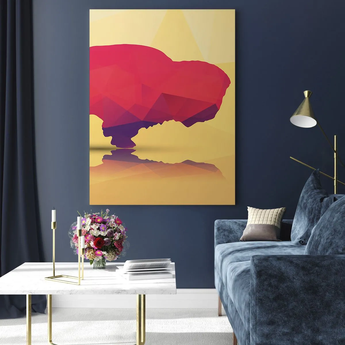 Quadro em vidro - A força amaranto do bisonte - 50x70 cm