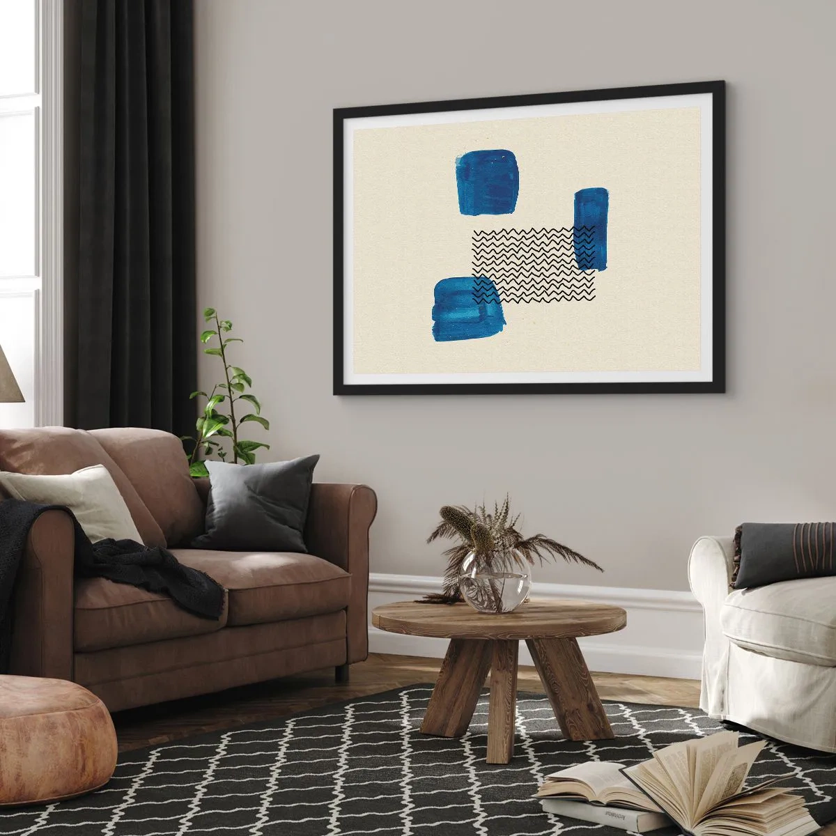 Pôster com moldura preta - Quarteto abstrato - 50x40 cm