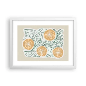 Pôster em moldura branca - Étnico com um toque de abstração - 40x30 cm