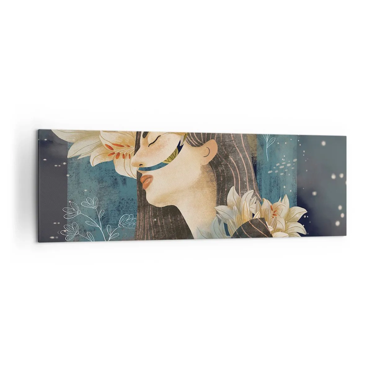 Quadro em tela - O conto da princesa com lírios - 160x50 cm