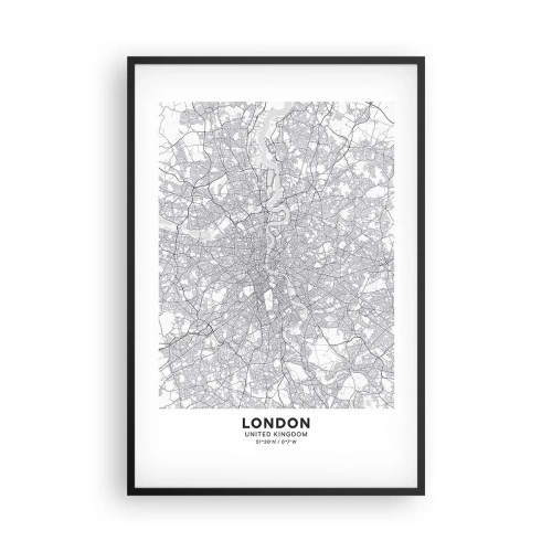 Pôster com moldura preta - Mapa do labirinto de Londres - 61x91 cm