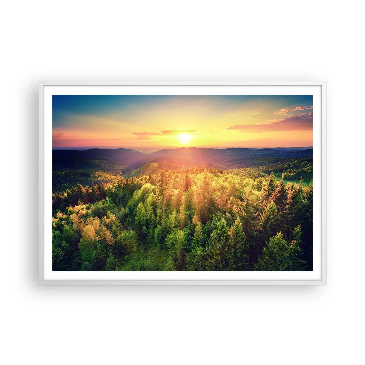 Pôster em moldura branca - Picos e cumes - 100x70 cm