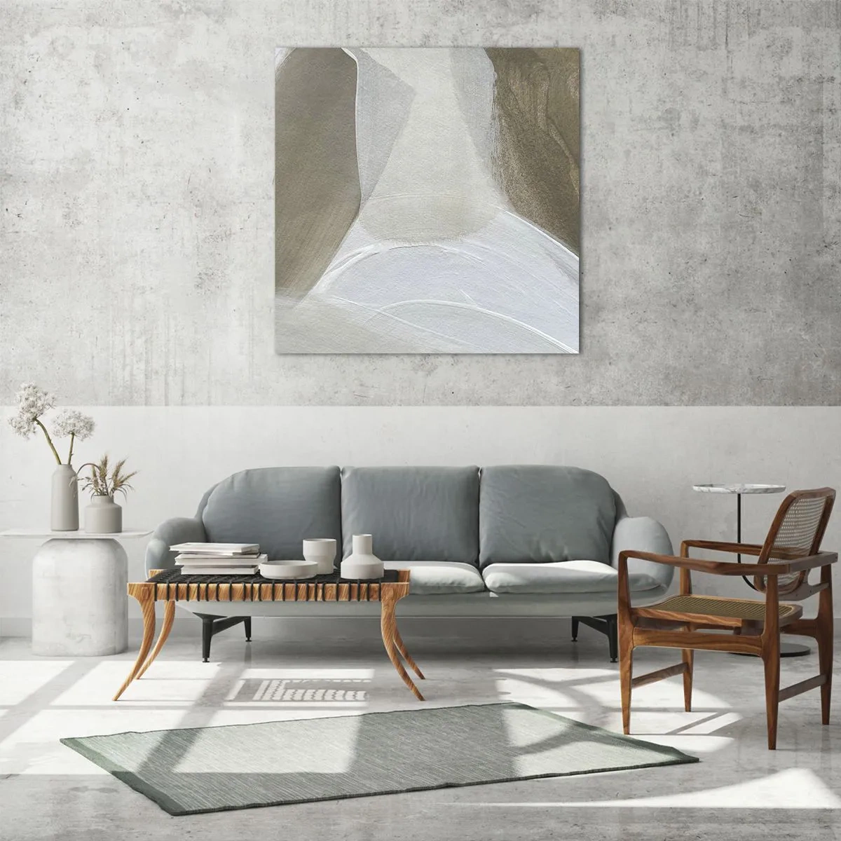 Quadro em vidro - Uma onda de branco - 30x30 cm