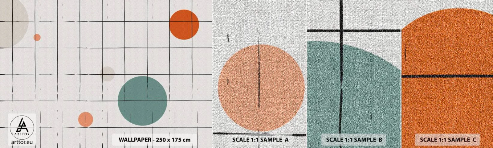 Amostra de papel de parede Premium Canvas - Encurralado. Nós ou eles? - Fundo, Rodas, Grade - 100x30 cm