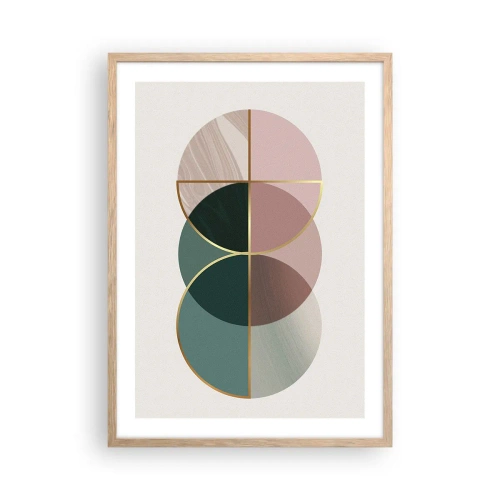 Pôster com moldura de carvalho claro - Círculo entre círculos… - 50x70 cm